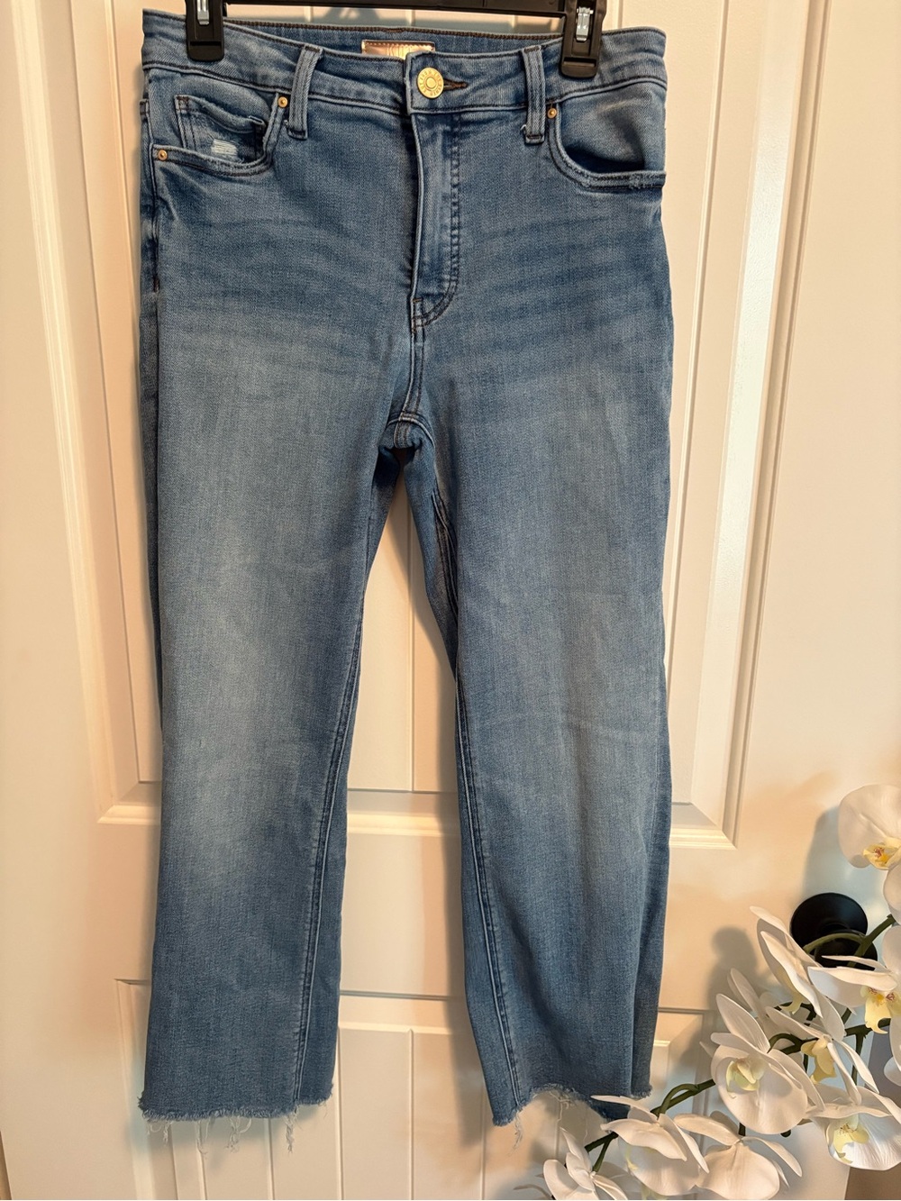 KUT from the Kloth High Rise Straight Leg Raw Hem Jeans Size 6